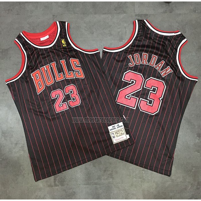 Camiseta Chicago Bulls Michael Jordan NO 23 Mitchell & Ness Negro